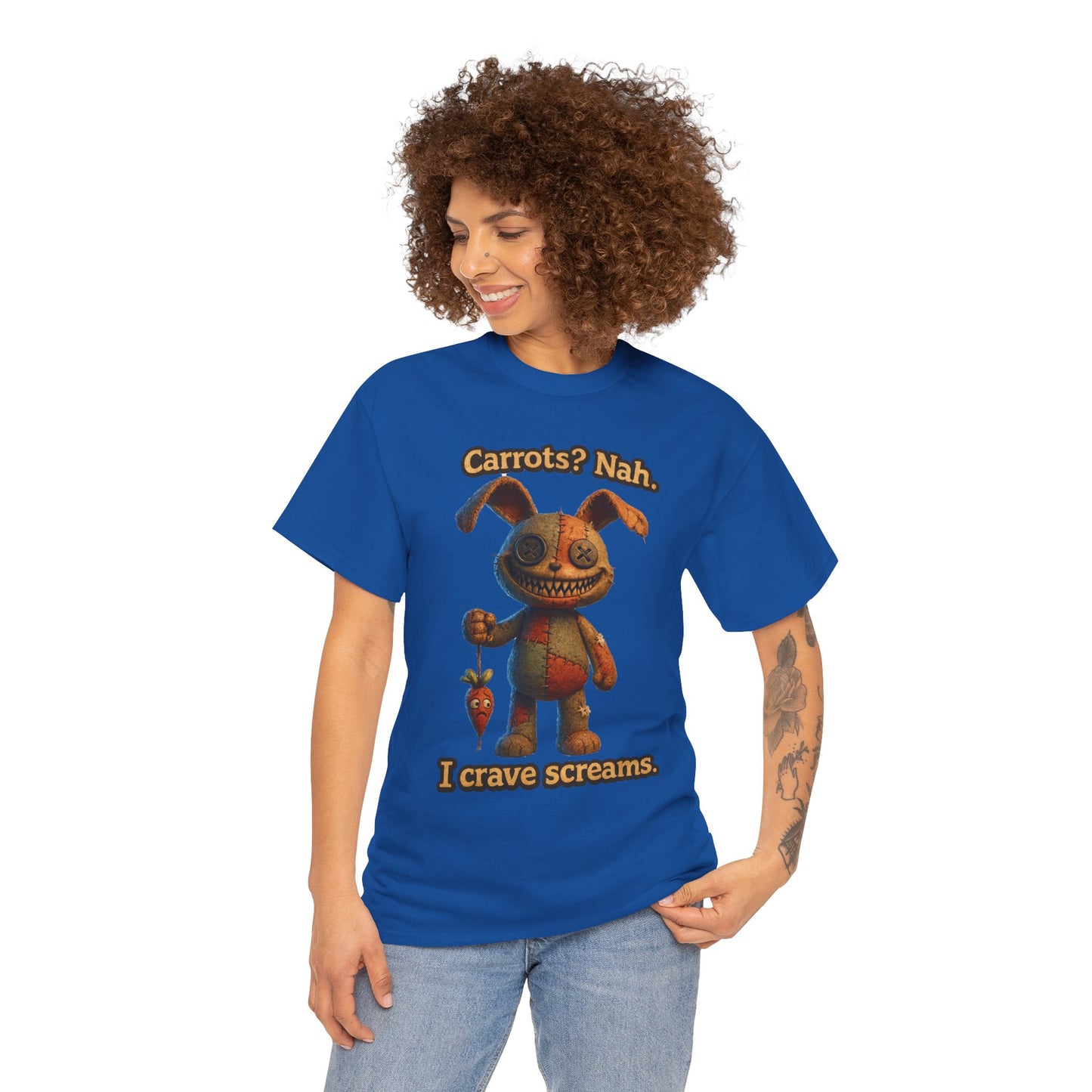 Creepy Bunny Holding Carrot Tee | I Crave Screams Horror Shirt