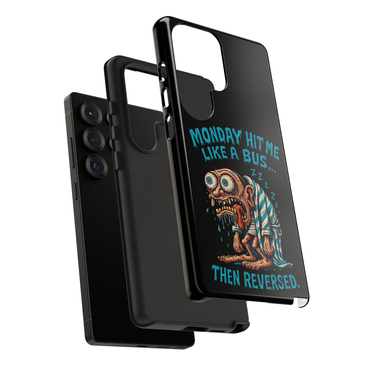 Phone Case — "Monday Hit Me Like a Bus... Then Reversed" Funny Grotesque Zombie Design