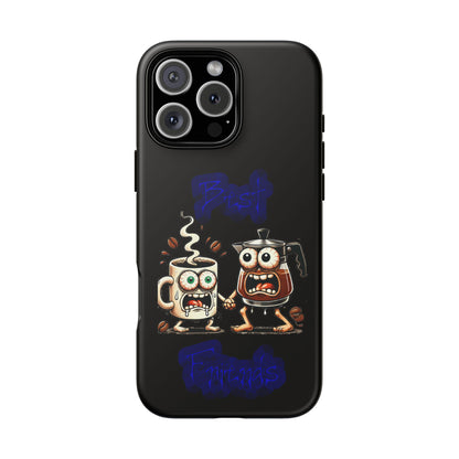 Coffee & Tea Fight Phone Case — Funny Kawaii Beverage Cartoon Tough Cases