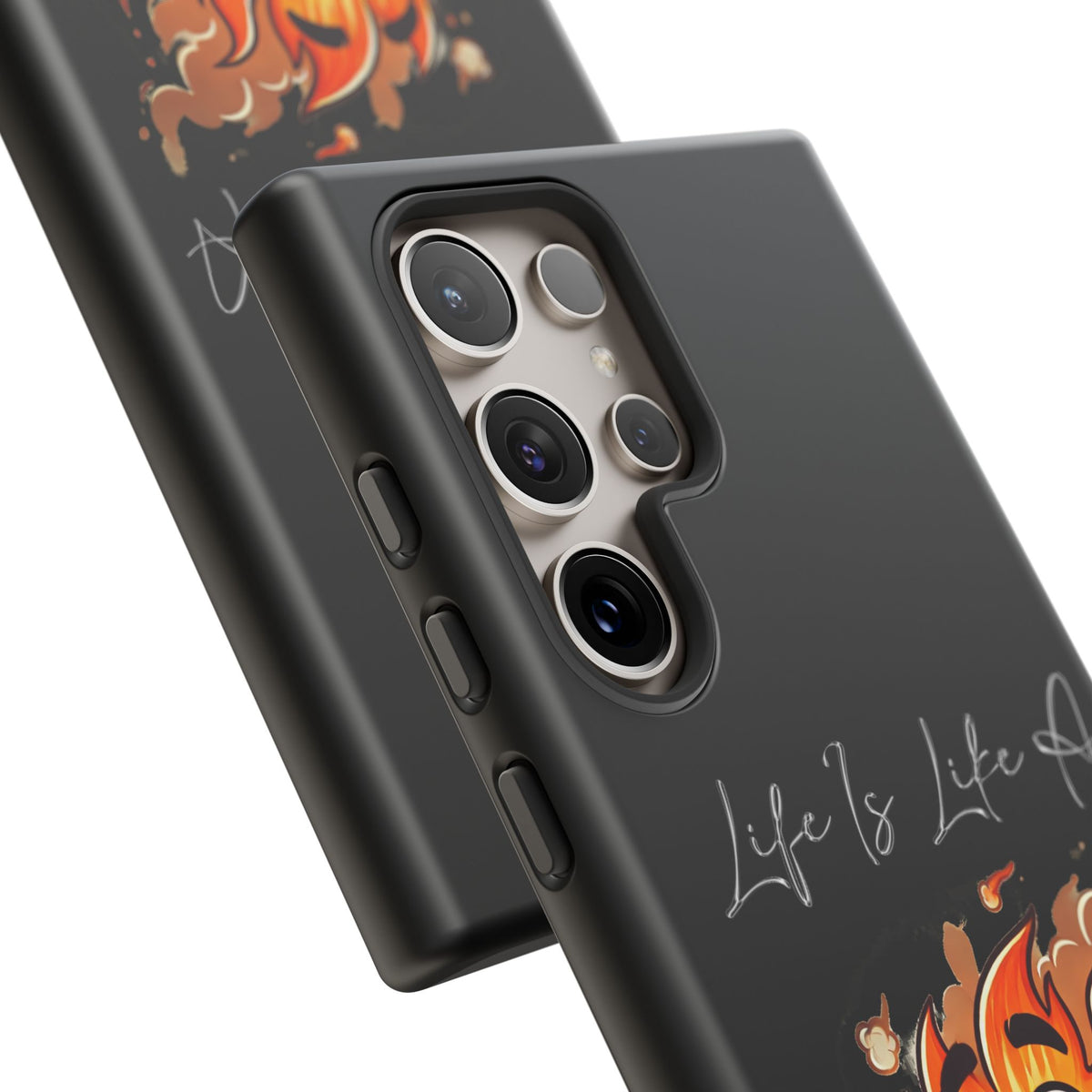 Cute Flaming Dumpster Phone Case — "Life Is Lit" Funny Burnout Phone Cover