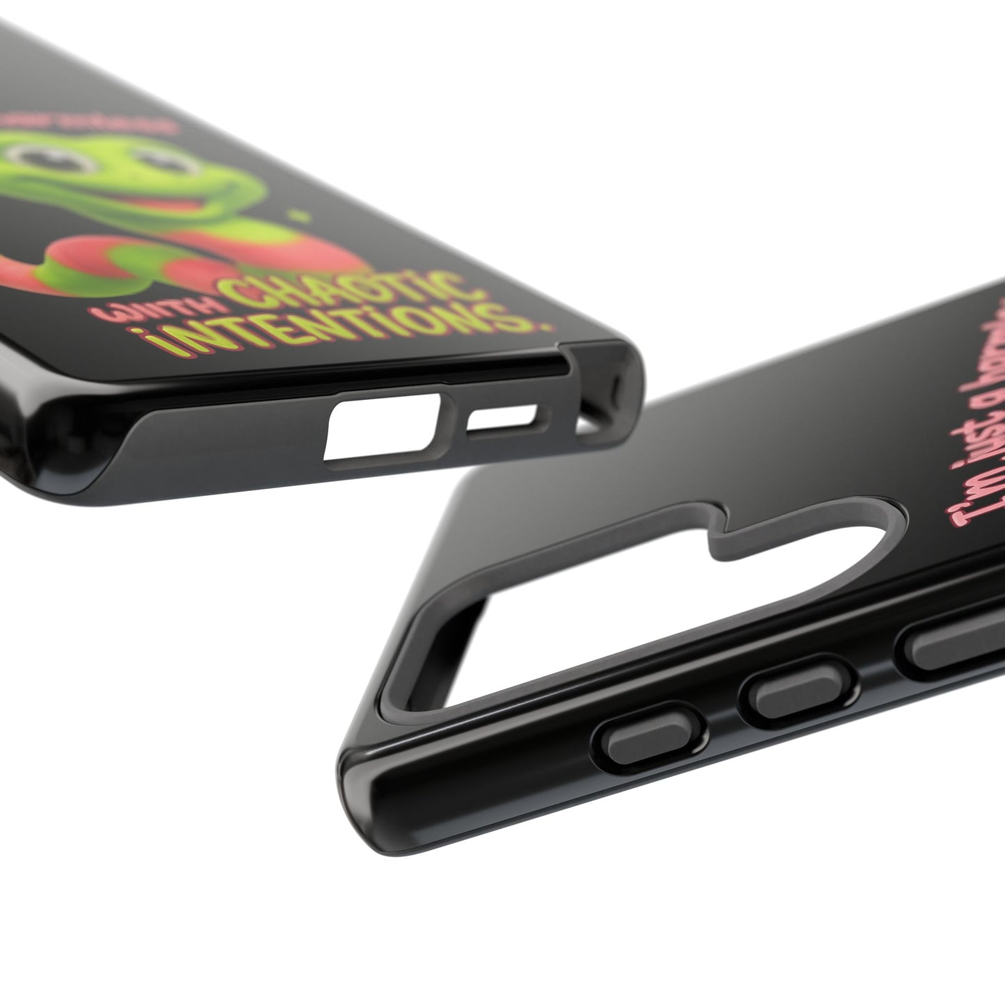 Phone Case — “I’m Just a Harmless Lil Worm… With Chaotic Intentions” Cute Cartoon Worm Design