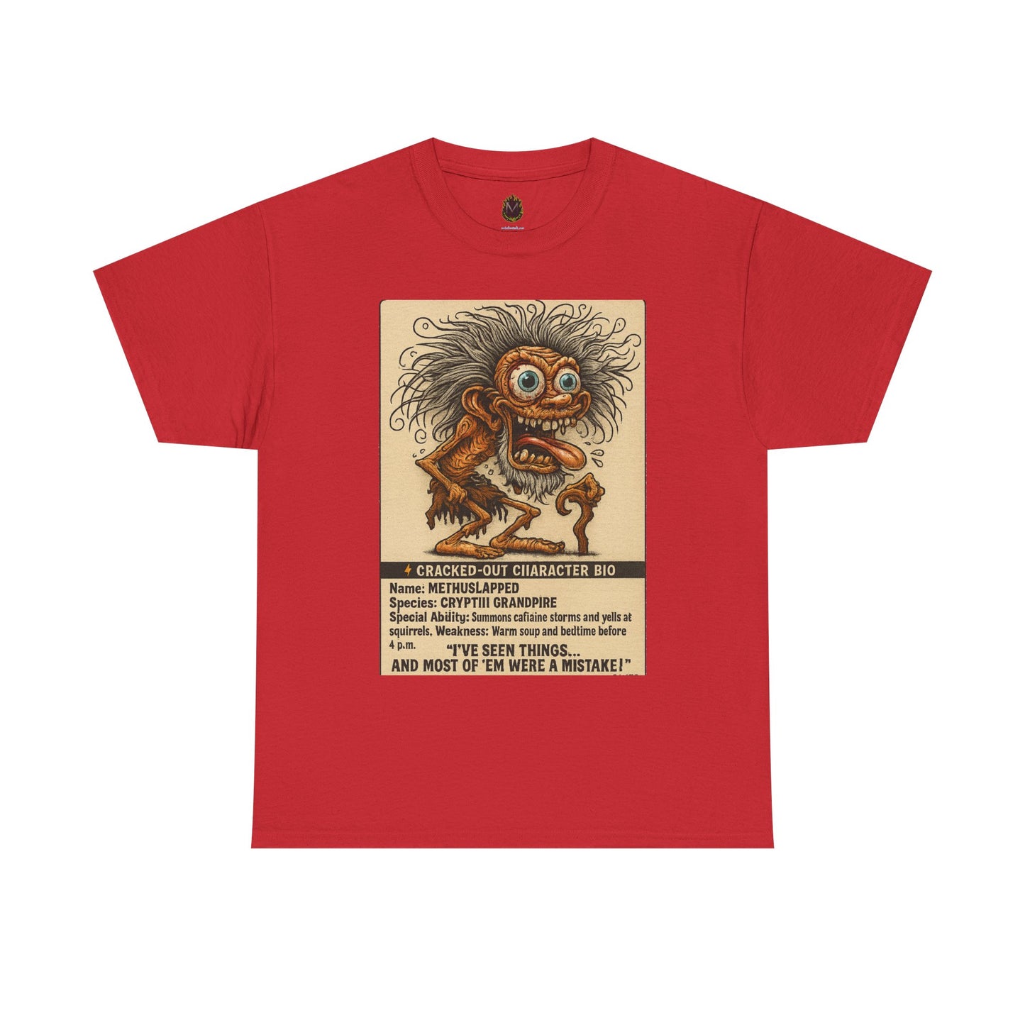 Methslapped – Cryptid Grandpa Character Bio T-Shirt
