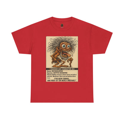 Methslapped – Cryptid Grandpa Character Bio T-Shirt