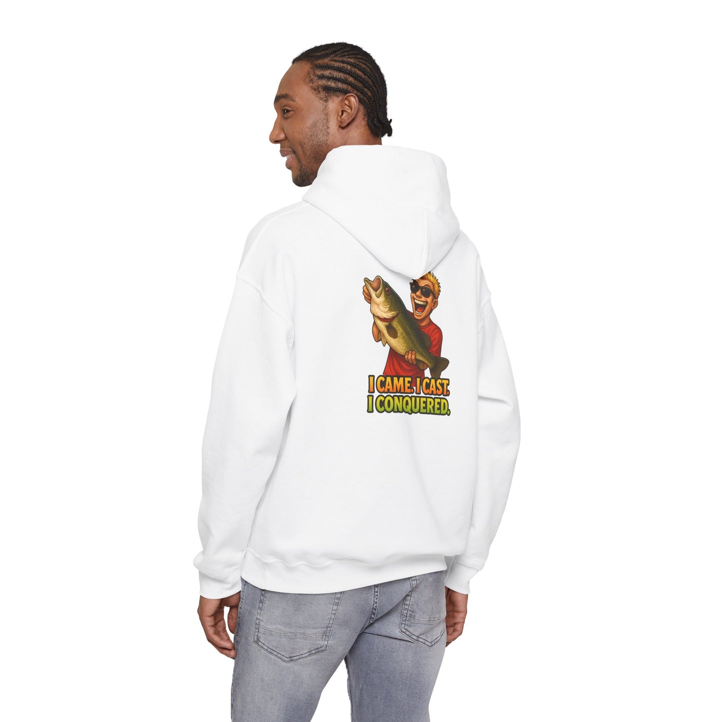 Fishing Hoodie – I Came, I Cast, I Conquered Graphic Pullover