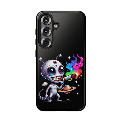 Alien Smoking Rainbow Galaxy Phone Case — Cute Cosmic Art Tough Case