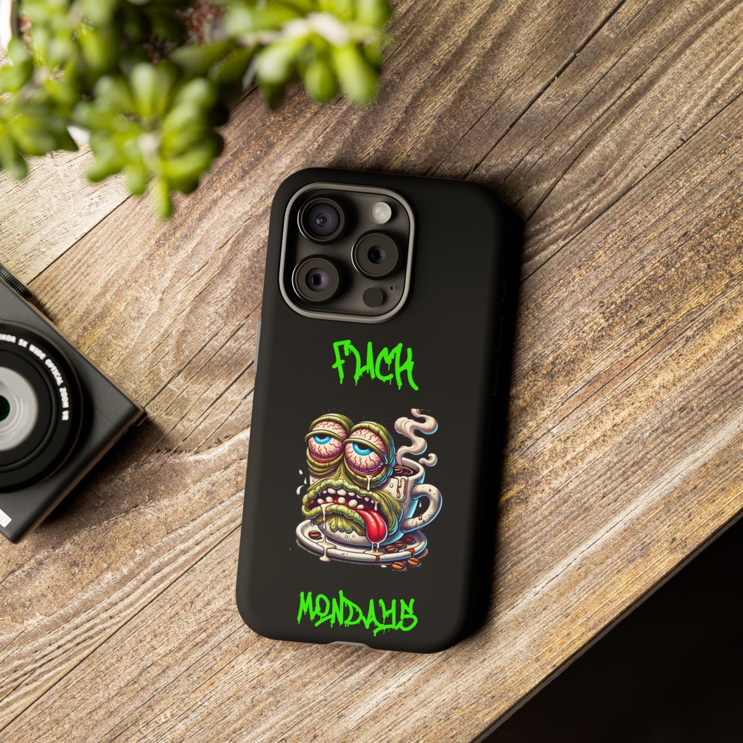 Phone Case — "F*** Monday" Grotesque Coffee Monster Shock Art