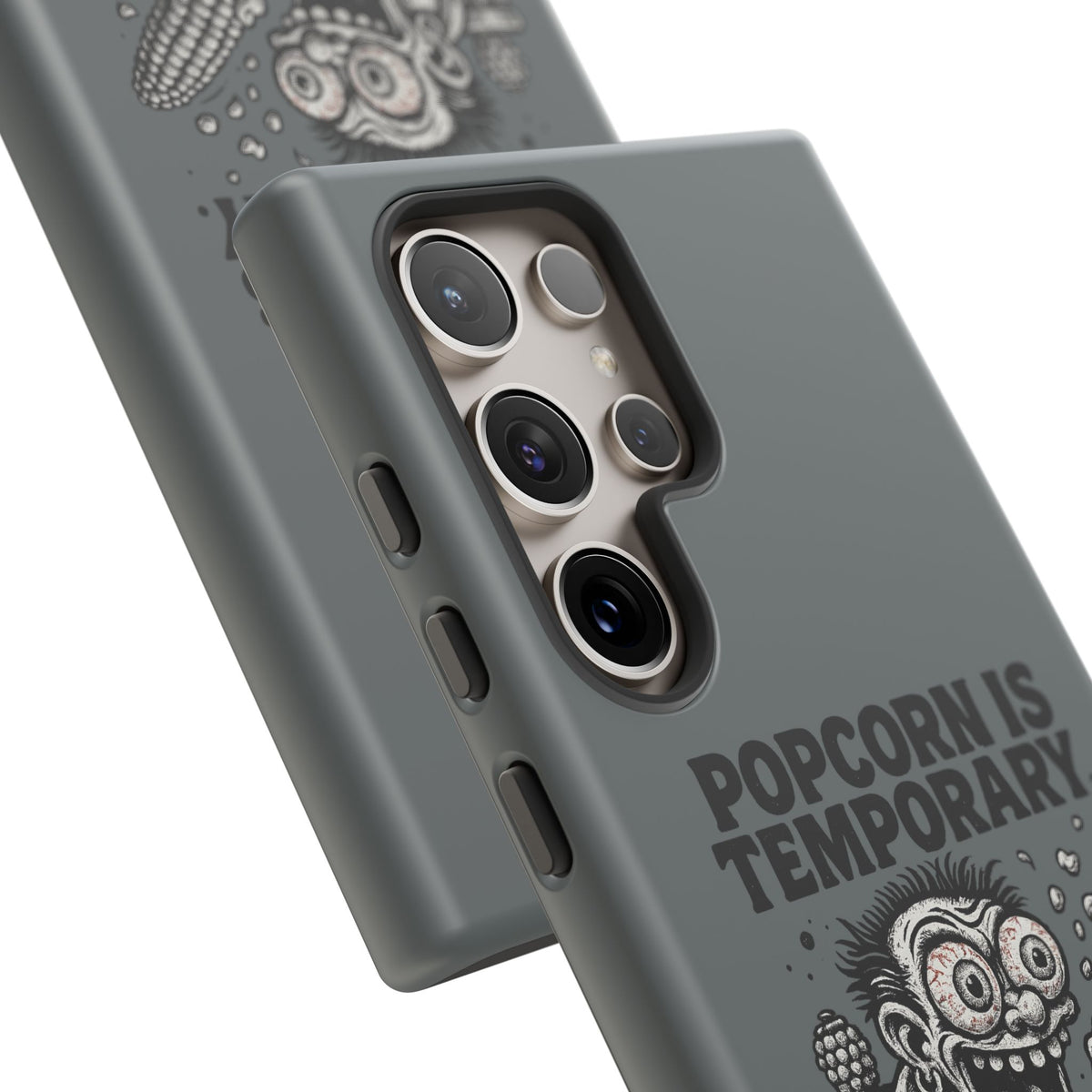Phone Case — "Popcorn Is Temporary, Corn Is Eternal" Retro Zombie Corn Design