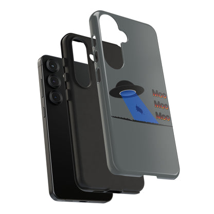 Phone Case — Funny UFO Cow Abduction Design with “Moo Moo Moo”
