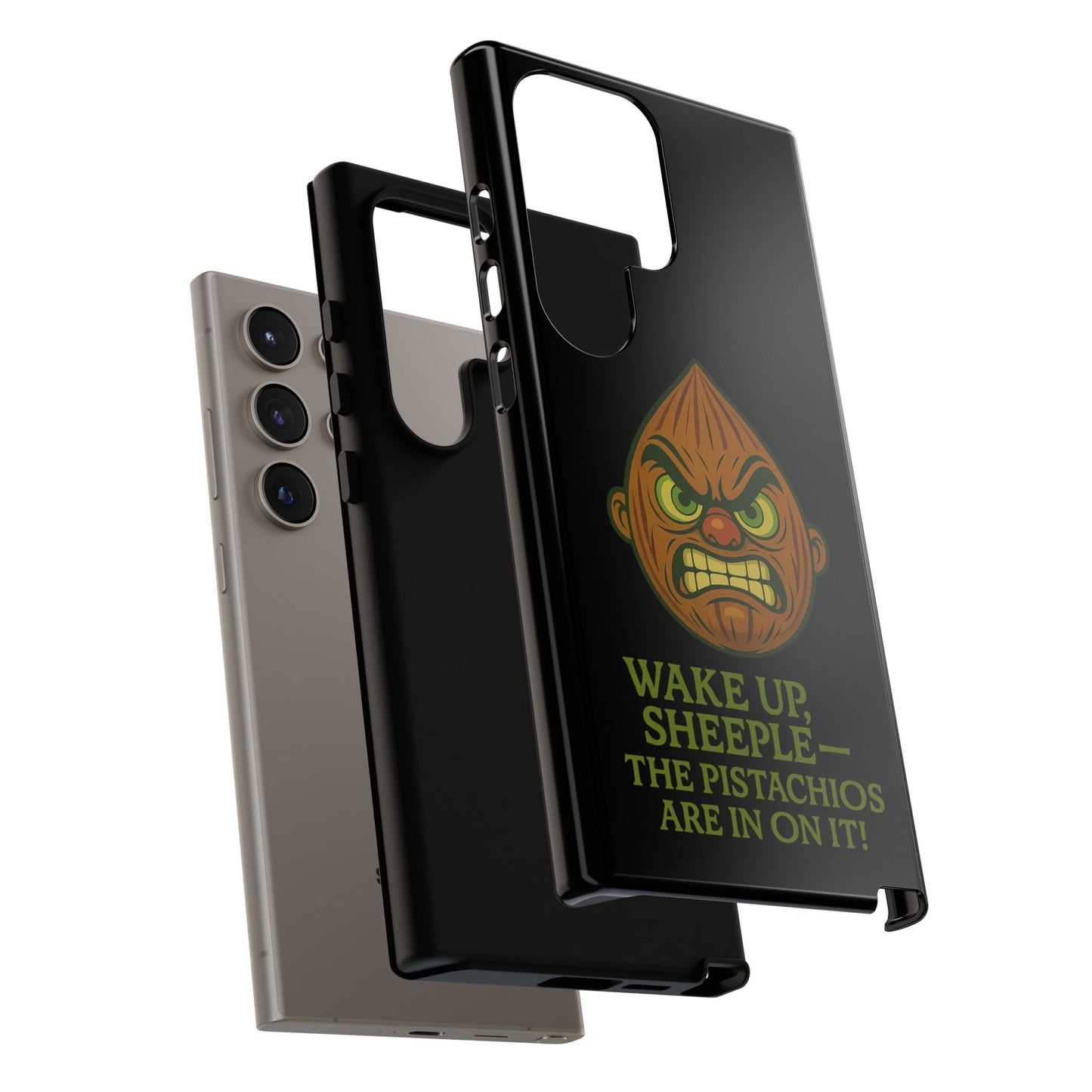Angry Pistachio Phone Case — "Wake Up, Sheeple — The Pistachios Are In On It!"