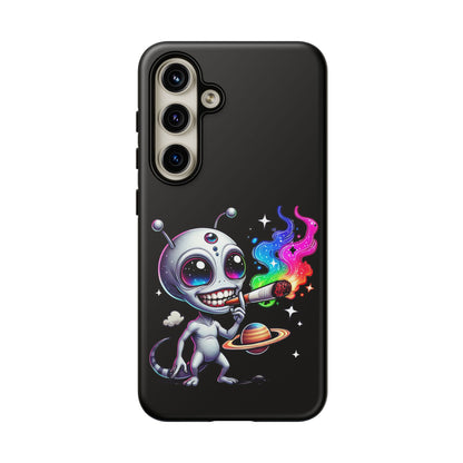 Alien Smoking Rainbow Galaxy Phone Case — Cute Cosmic Art Tough Case