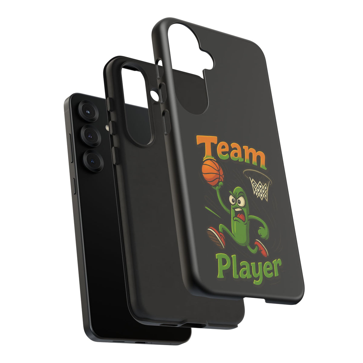 Team Player Basketball Phone Case — Cute Cartoon Pickle Dunk Phone Cover