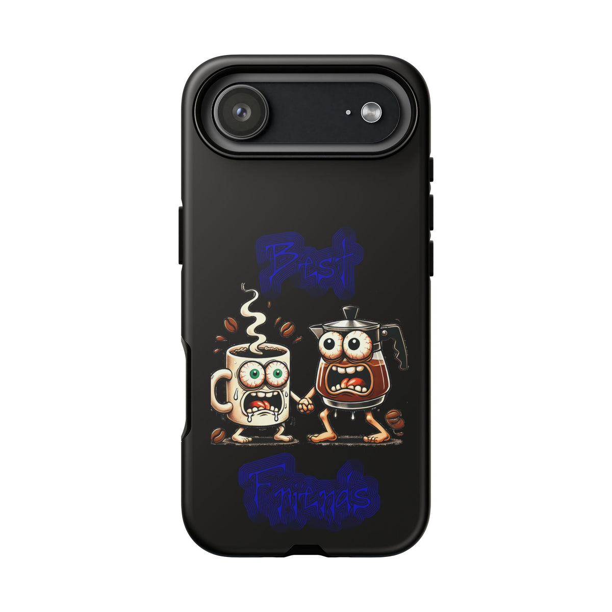 Coffee & Tea Fight Phone Case — Funny Kawaii Beverage Cartoon Tough Cases
