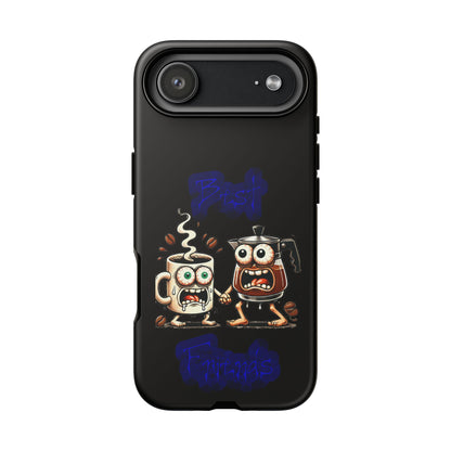 Coffee & Tea Fight Phone Case — Funny Kawaii Beverage Cartoon Tough Cases