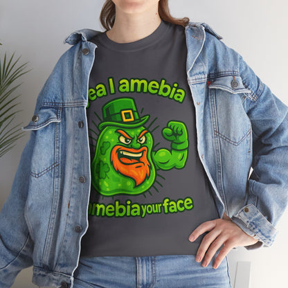 Amebia Your Face St. Patrick's Day T-Shirt — Funny Leprechaun Germ Graphic Tee