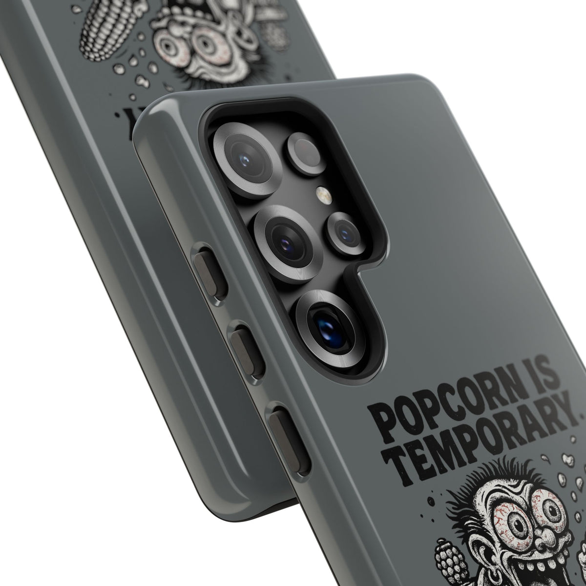 Phone Case — "Popcorn Is Temporary, Corn Is Eternal" Retro Zombie Corn Design