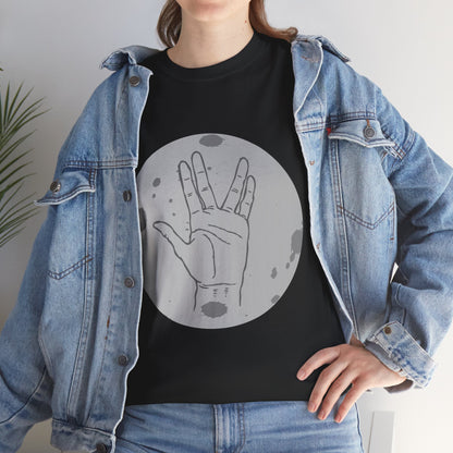 Vulcan Salute Moon Tee | Science Fiction Hand Graphic Tee