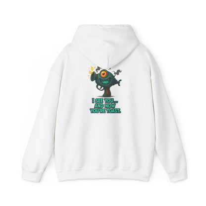 Hoodie — Cute Monster 'I See You...and Now You're Toast' Graphic Pullover