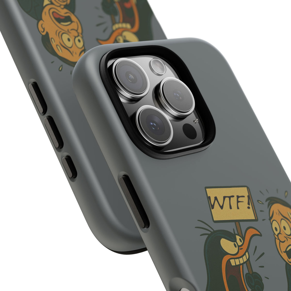 Phone Case - Cartoon Penguin Yelling 'WTF' at Shocked Man, Funny Protective iPhone Cover