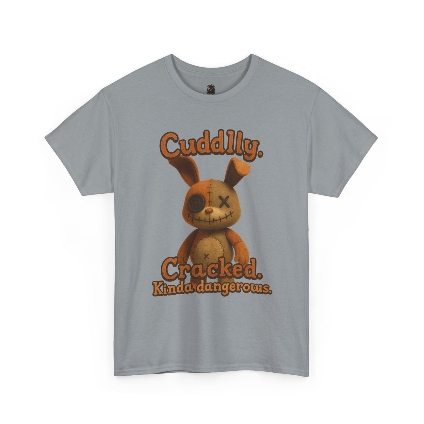 T‑Shirt — "Cuddly. Cracked. Kinda dangerous." Distressed Bunny Graphic Tee
