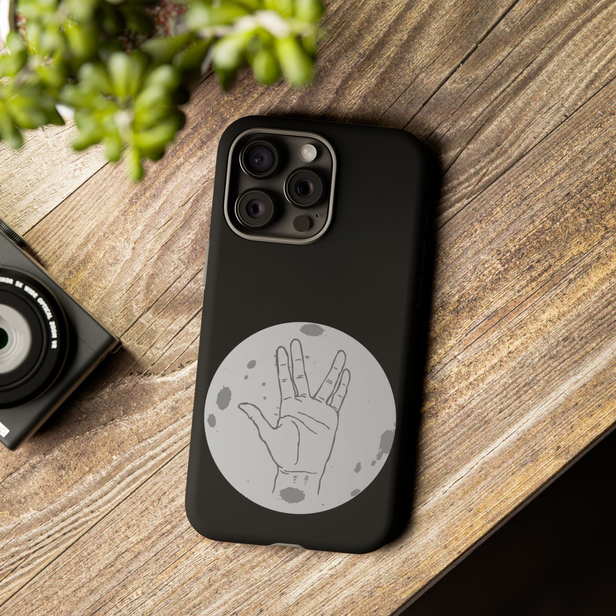 Spock Live Long Phone Case — Vulcan Salute Moon Graphic