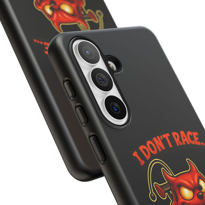 I Don't Race I Chase Phone Case — Cartoon Demon Hot Rod Design