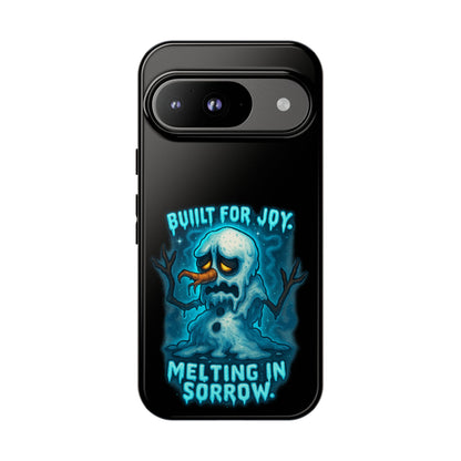 Phone Case — 'Built for Joy, Melting in Sorrow' Blue Melting Snowman Protective Case