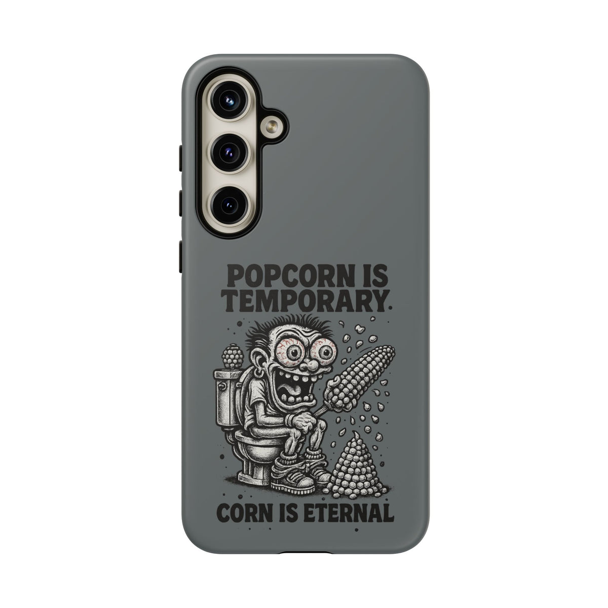 Phone Case — "Popcorn Is Temporary, Corn Is Eternal" Retro Zombie Corn Design