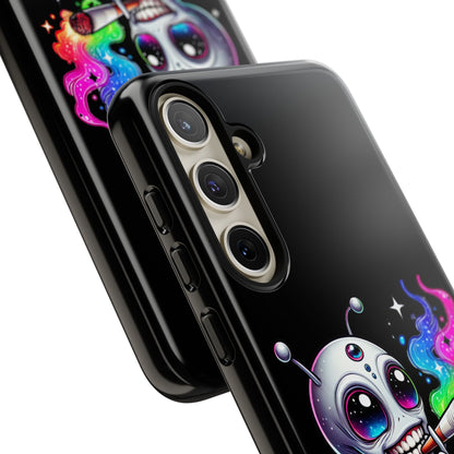 Alien Smoking Rainbow Galaxy Phone Case — Cute Cosmic Art Tough Case