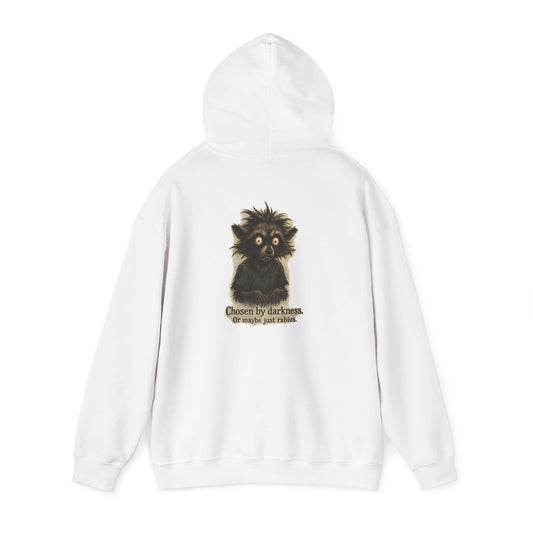 Racoon Hoodie — "Chosen by darkness, or maybe just naptime" Graphic Pullover