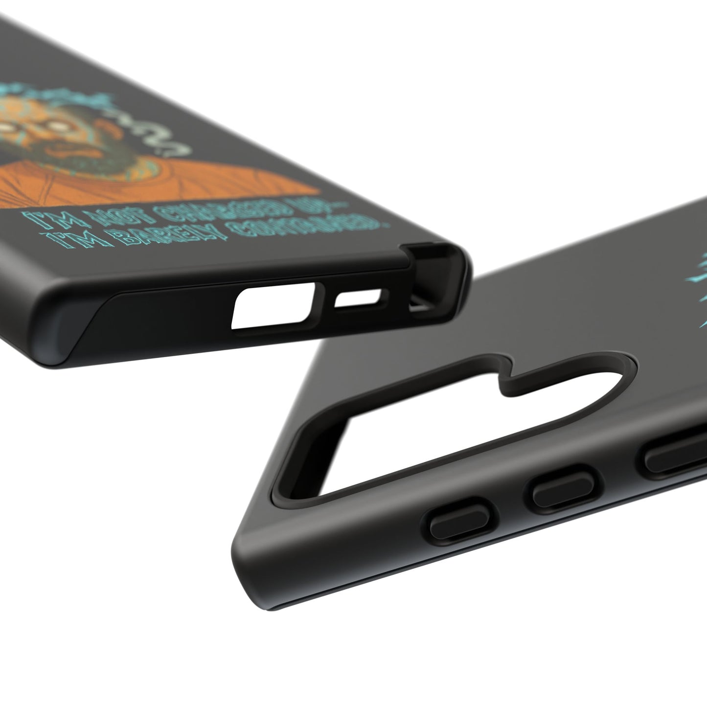Phone Case — “I’m Not Charged Up… I’m Barely Contained” Electric Horror Design