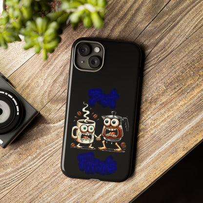 Coffee & Tea Fight Phone Case — Funny Kawaii Beverage Cartoon Tough Cases