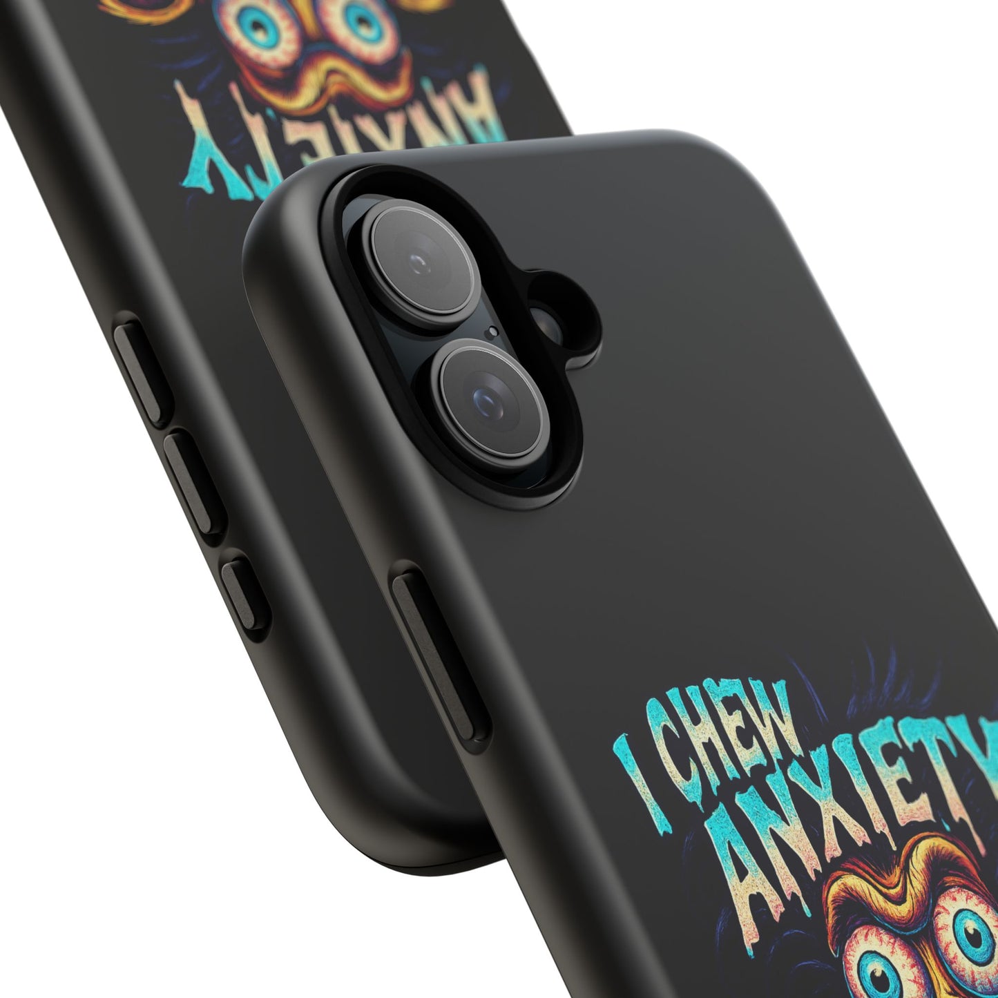Phone Case — "I Chew Anxiety Like Bubblegum" Retro Monster Design
