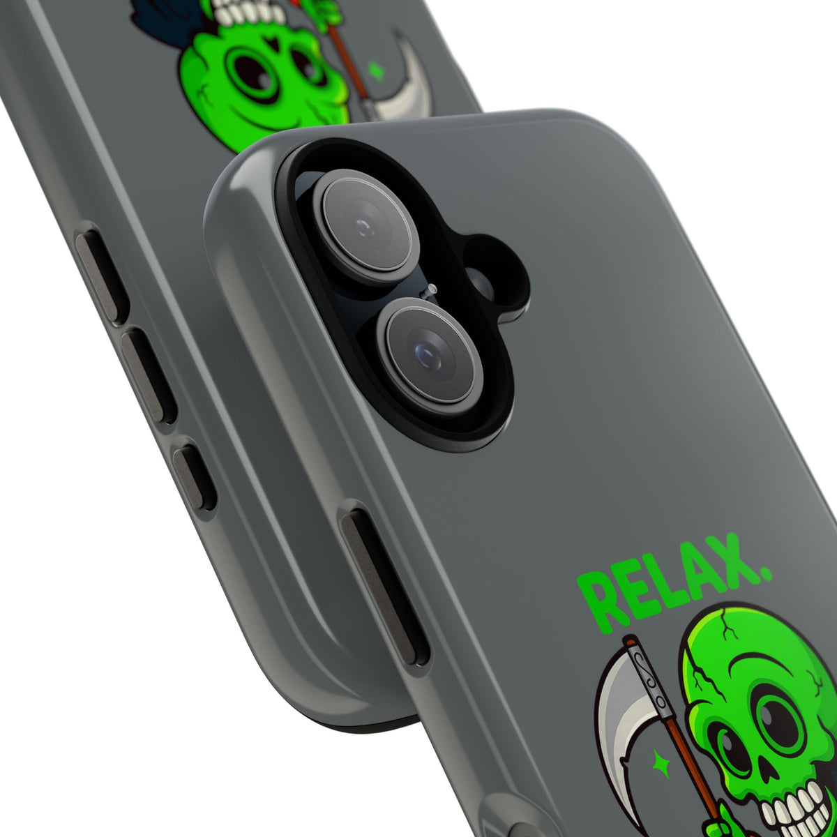 Phone Case — 'Relax. I Only Reap on Weekdays.' Cute Green Grim Reaper Protective Cover