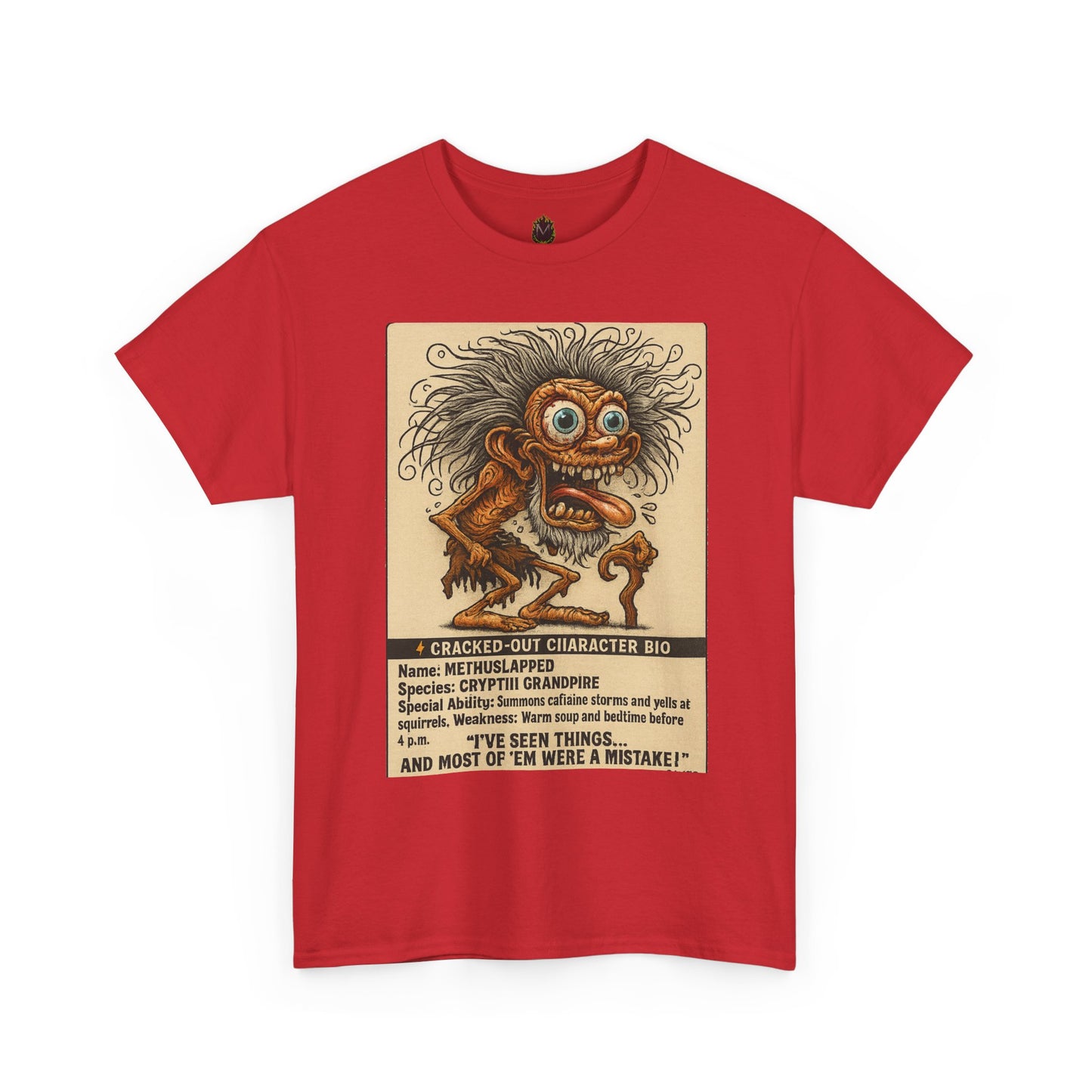 Methslapped – Cryptid Grandpa Character Bio T-Shirt