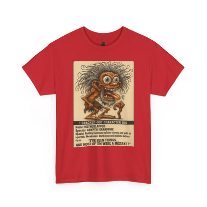 Methslapped – Cryptid Grandpa Character Bio T-Shirt