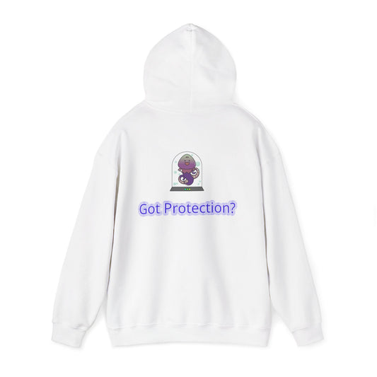 Got Protection? Hoodie — Cute Purple Guardian Character Hooded Sweatshirt