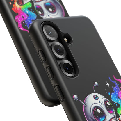 Alien Smoking Rainbow Galaxy Phone Case — Cute Cosmic Art Tough Case