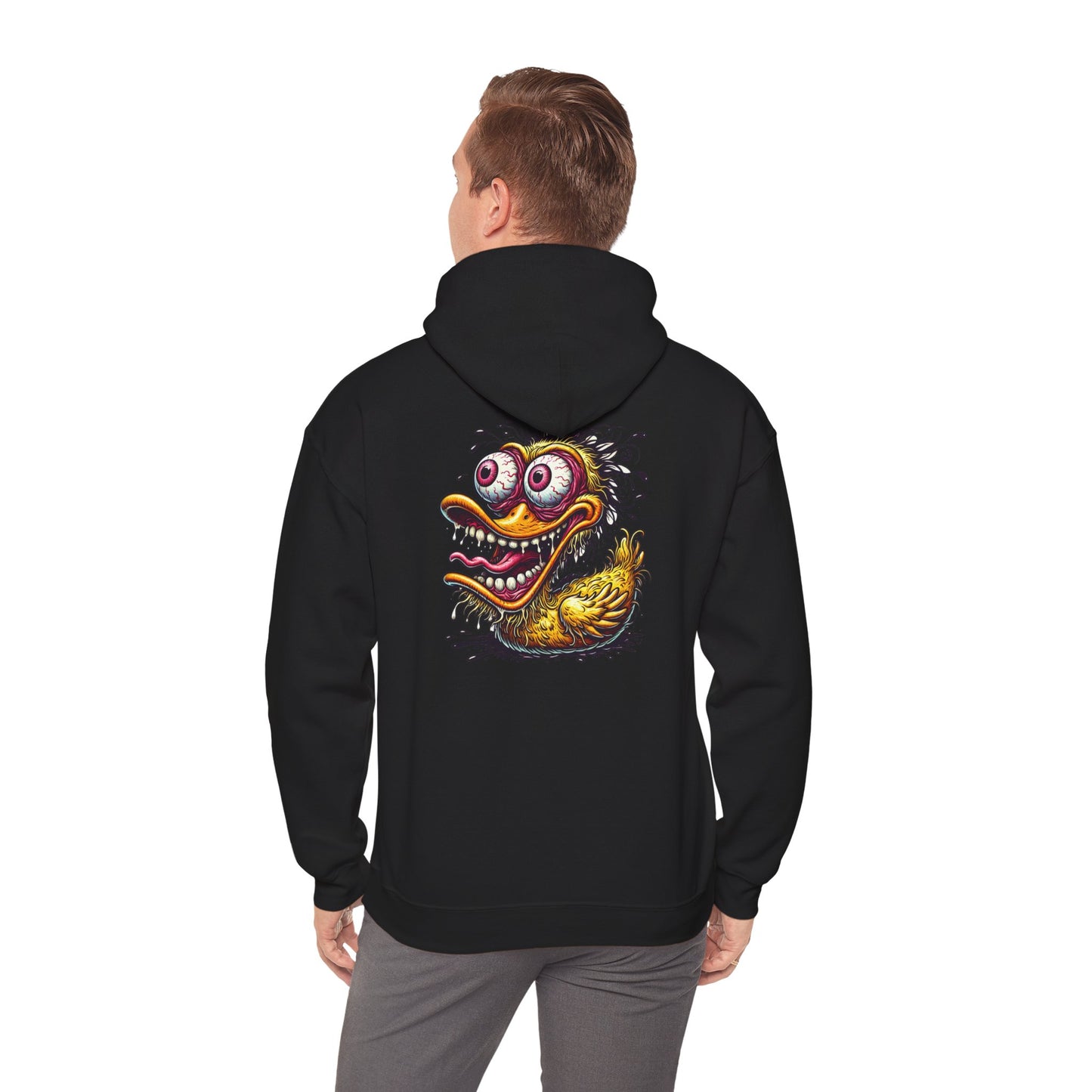 Duck Monster Hoodie — Retro Creepy Cartoon Graphic Pullover