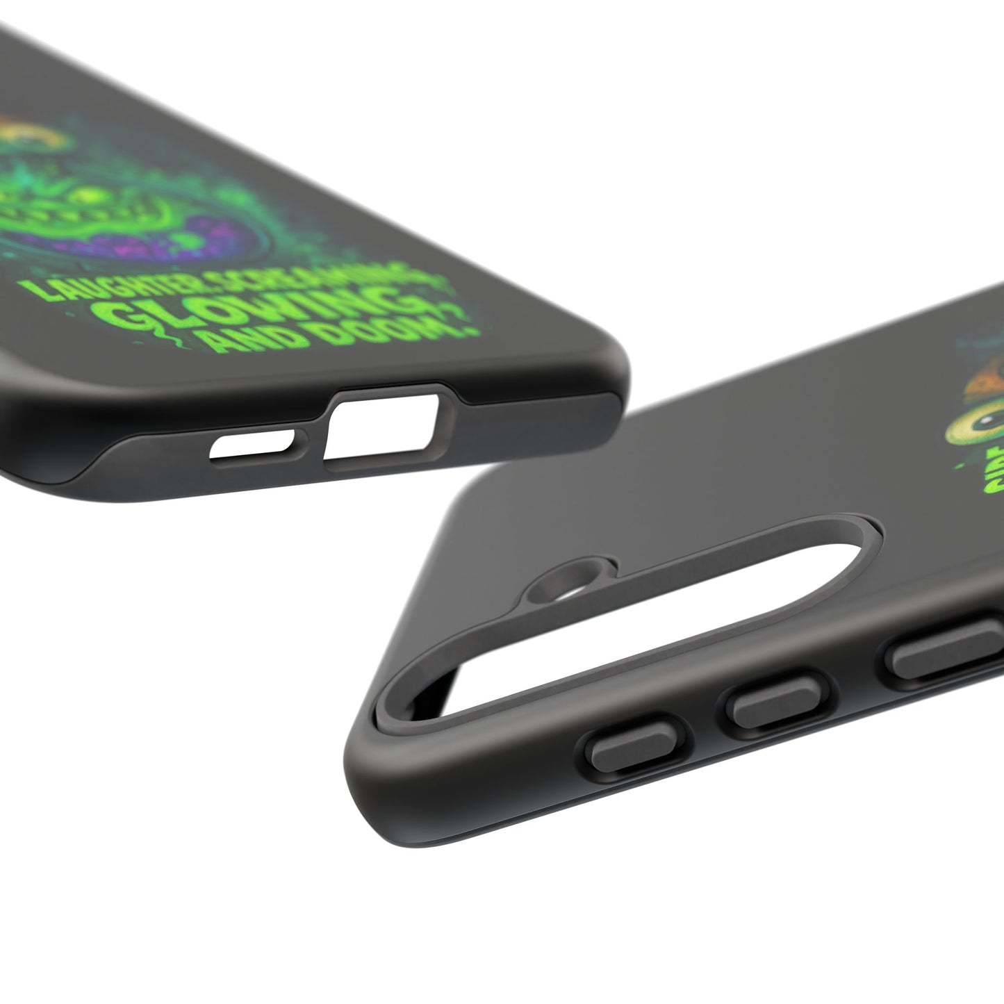 Phone Case — 'Side Effects May Include Laughter, Screaming, Glowing, and Doom' Neon Monster