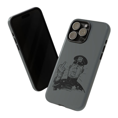 Vintage Cop Middle Finger Phone Case — Edgy Retro iPhone Protective Cover