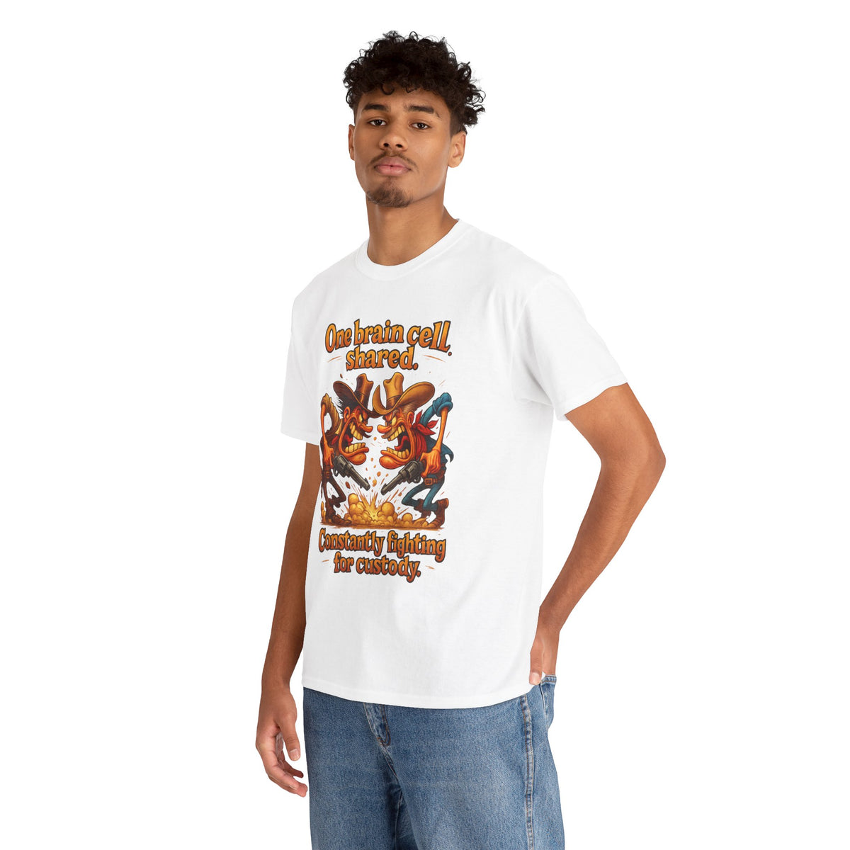 One Brain Cell Shared T-Shirt | Cartoon Dinosaurs Arguing