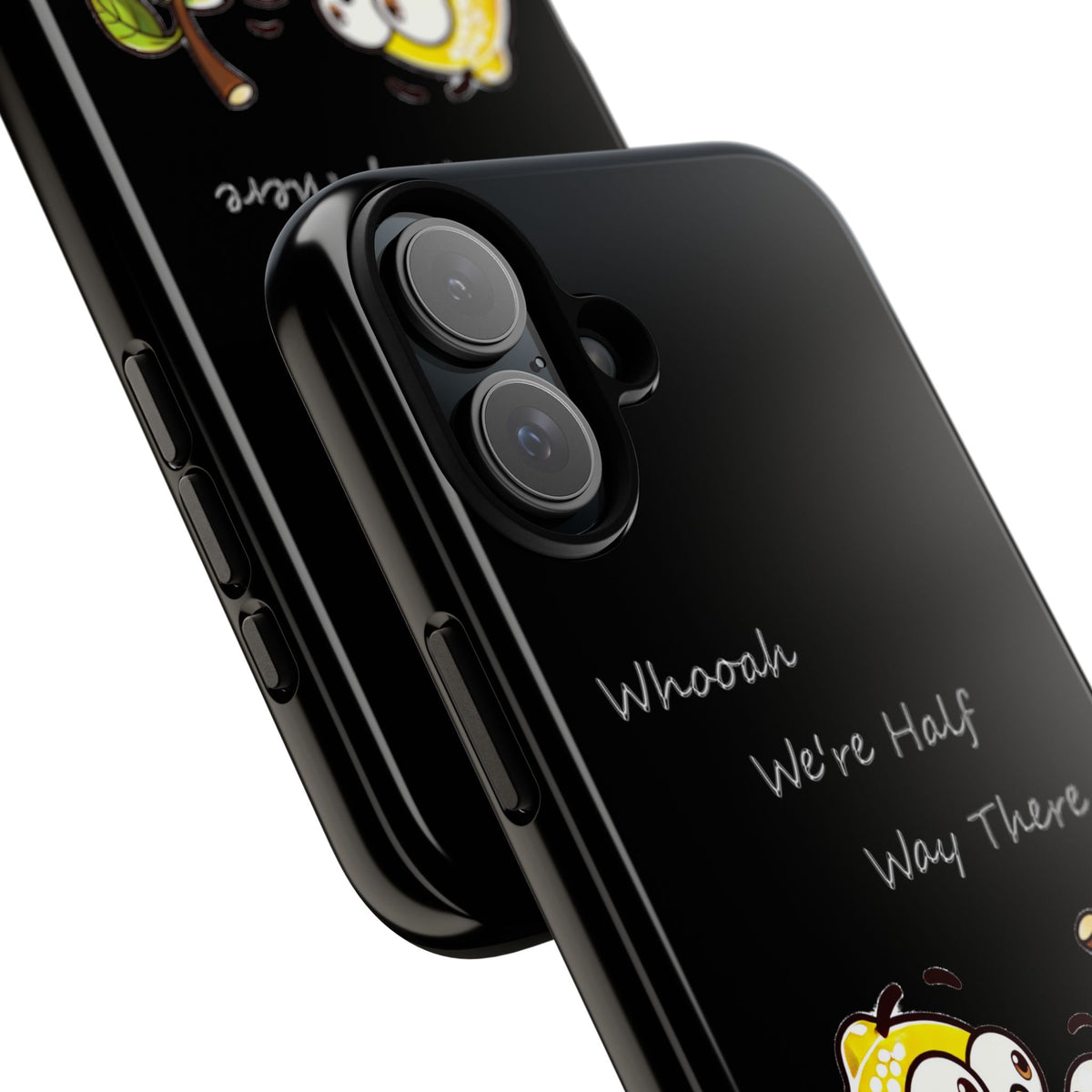 Phone Case - Playful Pear & Lemon Illustration with “Whooah We're Half Way There”