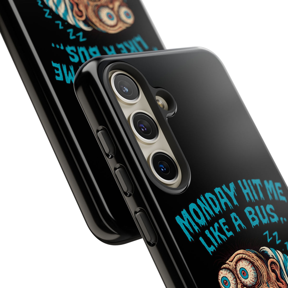 Phone Case — "Monday Hit Me Like a Bus... Then Reversed" Funny Grotesque Zombie Design