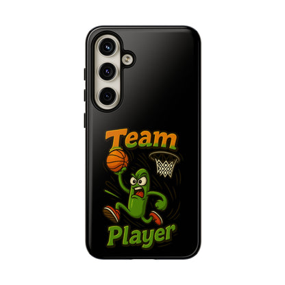 Team Player Basketball Phone Case — Cute Cartoon Pickle Dunk Phone Cover