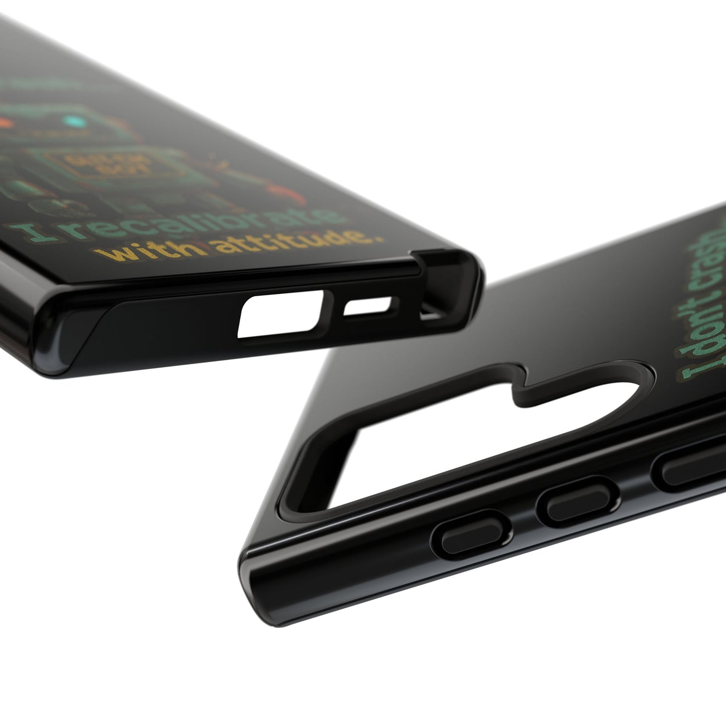 Phone Case — "I Don't Crash... I Recalibrate" Retro Robot Protective Cover