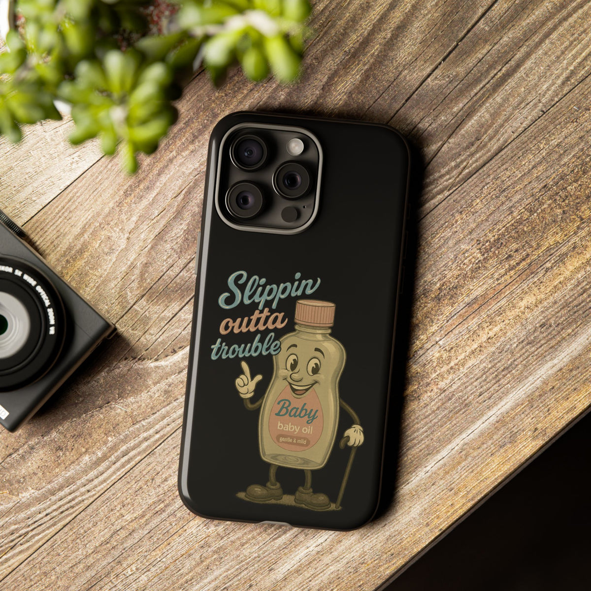 Phone Case — 'Slippin Outta Trouble' Retro Baby Oil Mascot