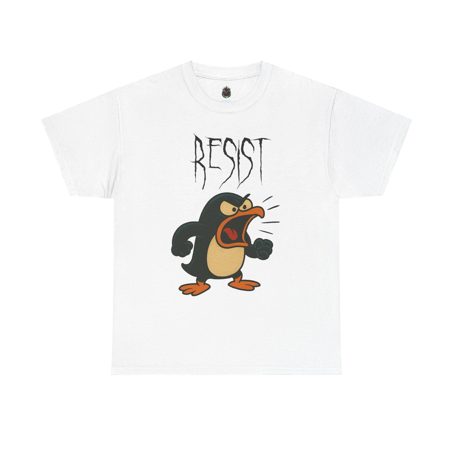 Resist Penguin Unisex Heavy Cotton Tee | Protest Shirt, Gift for Activists,