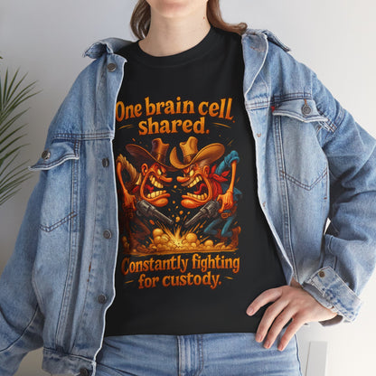 One Brain Cell Shared T-Shirt | Cartoon Dinosaurs Arguing