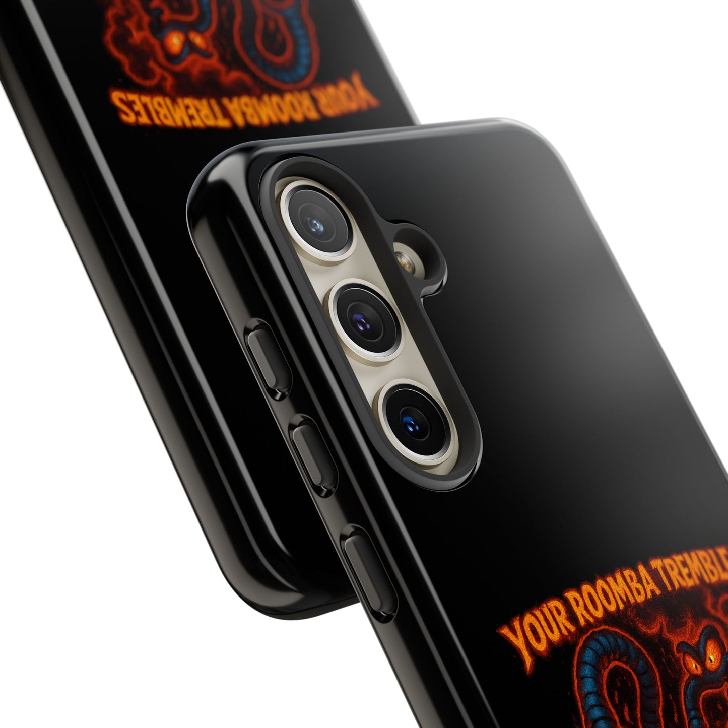 Phone Case — "Your Roomba Trembles at My Name" Fiery Cat Design