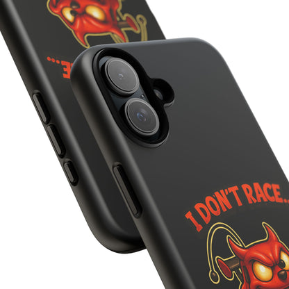 I Don't Race I Chase Phone Case — Cartoon Demon Hot Rod Design